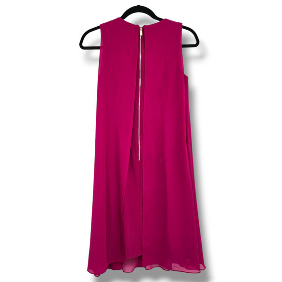 Vince Camuto Women's Cape Layered Back Keyhole Sleeveless Babydoll Dress Pink - Picture 4 of 14